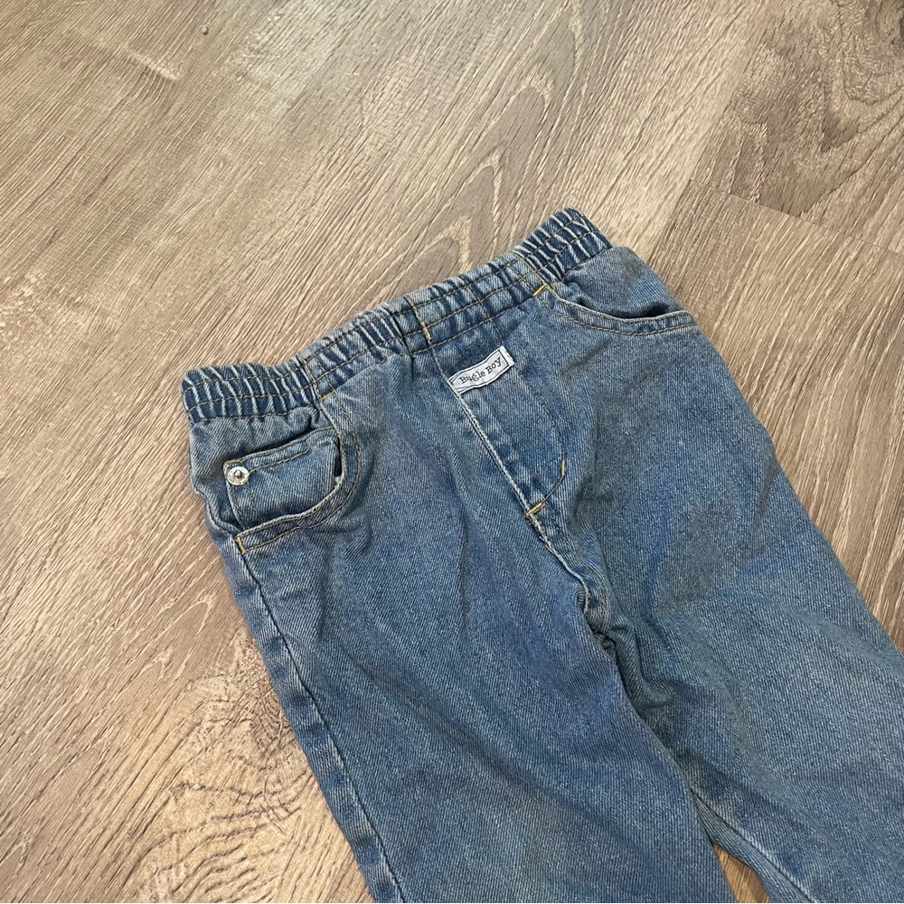 Bugle Boy Vintage Baby Jeans Blue Denim Snaps Elastic Waist Size 12 Months - Picture 2 of 5